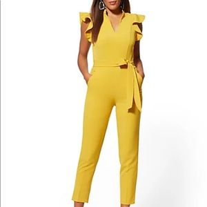MADIE RUFFLED-SHOULDER JUMPSUIT